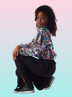 Chaqueta bomber holográfica multicolor